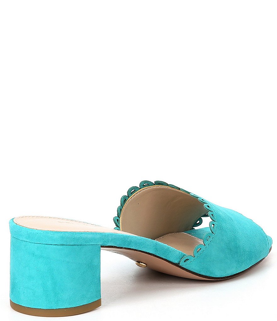 Pelle Moda Rayna Suede Scalloped Block Heel Slides