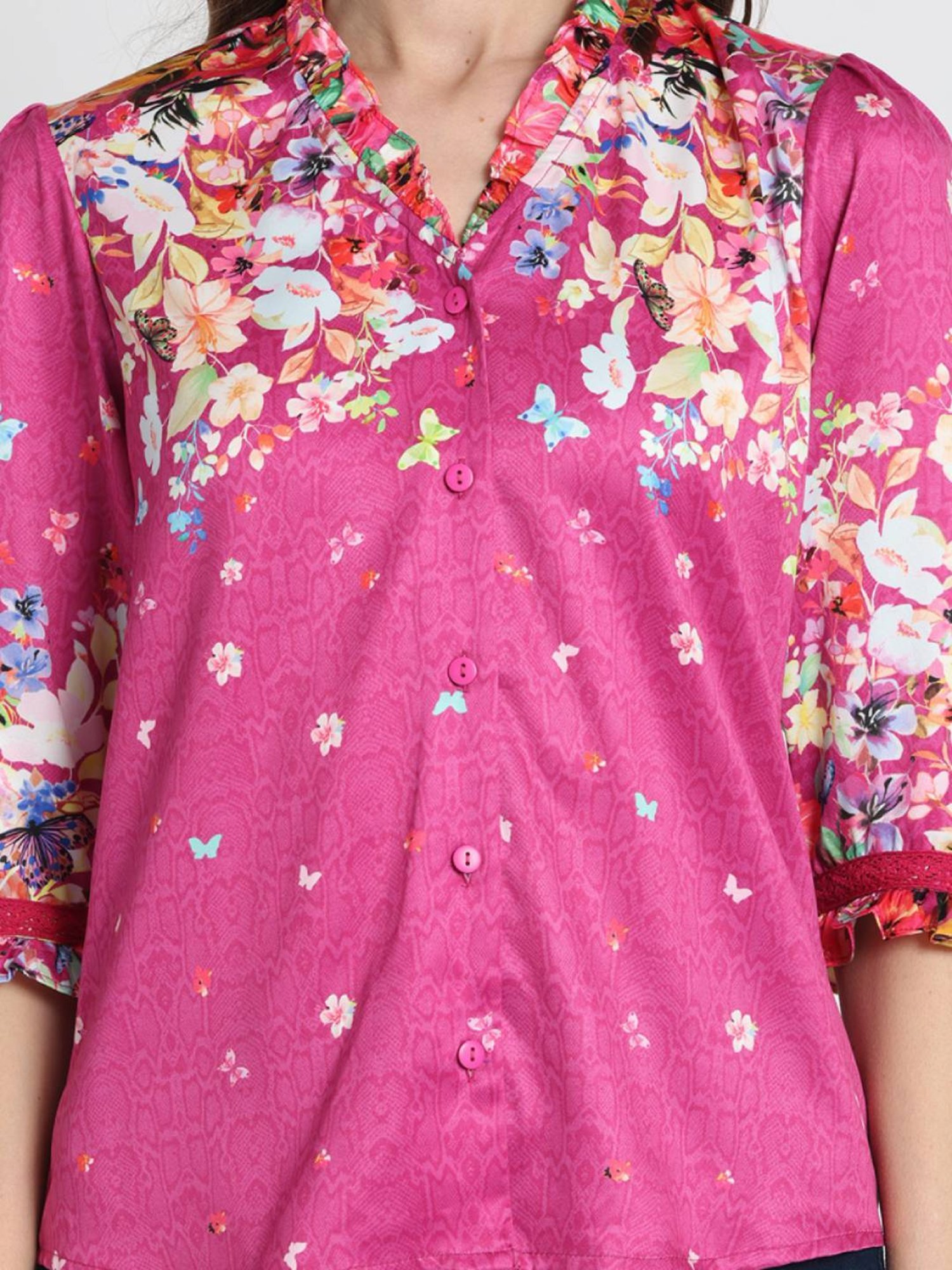 SHAYE Pink Floral Print Top