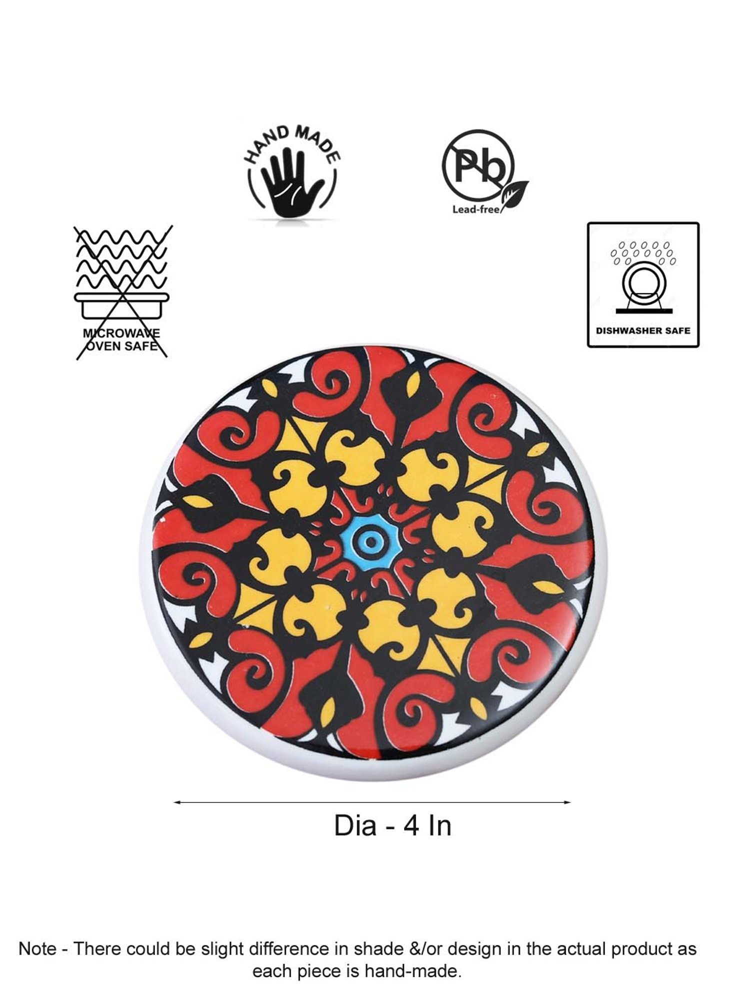 Karo Tapi Printed Multicolor Wood Coasters - Set of 6