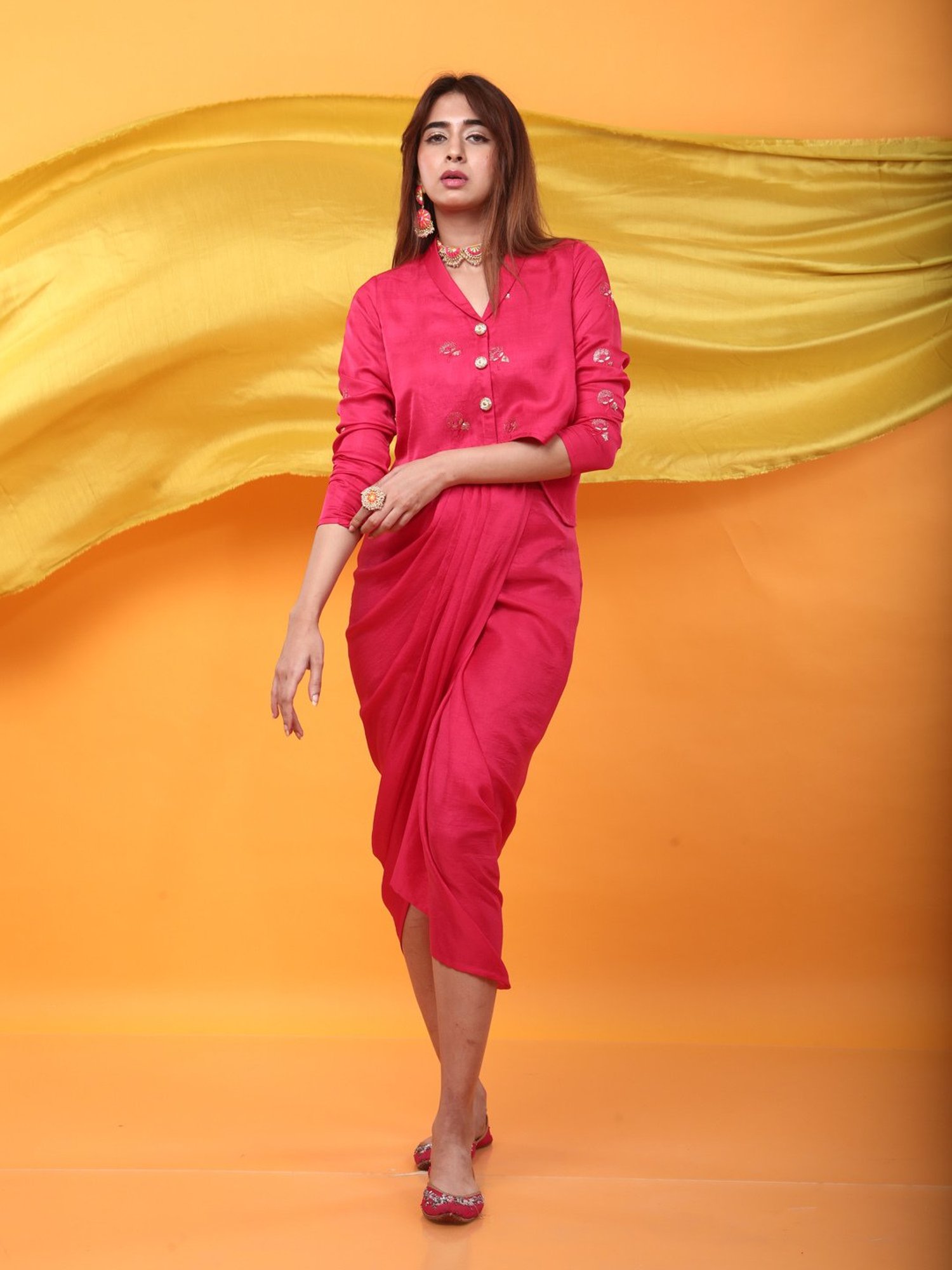 Monk & Mei Gulabo Dhoti  -Fuchsia Pink