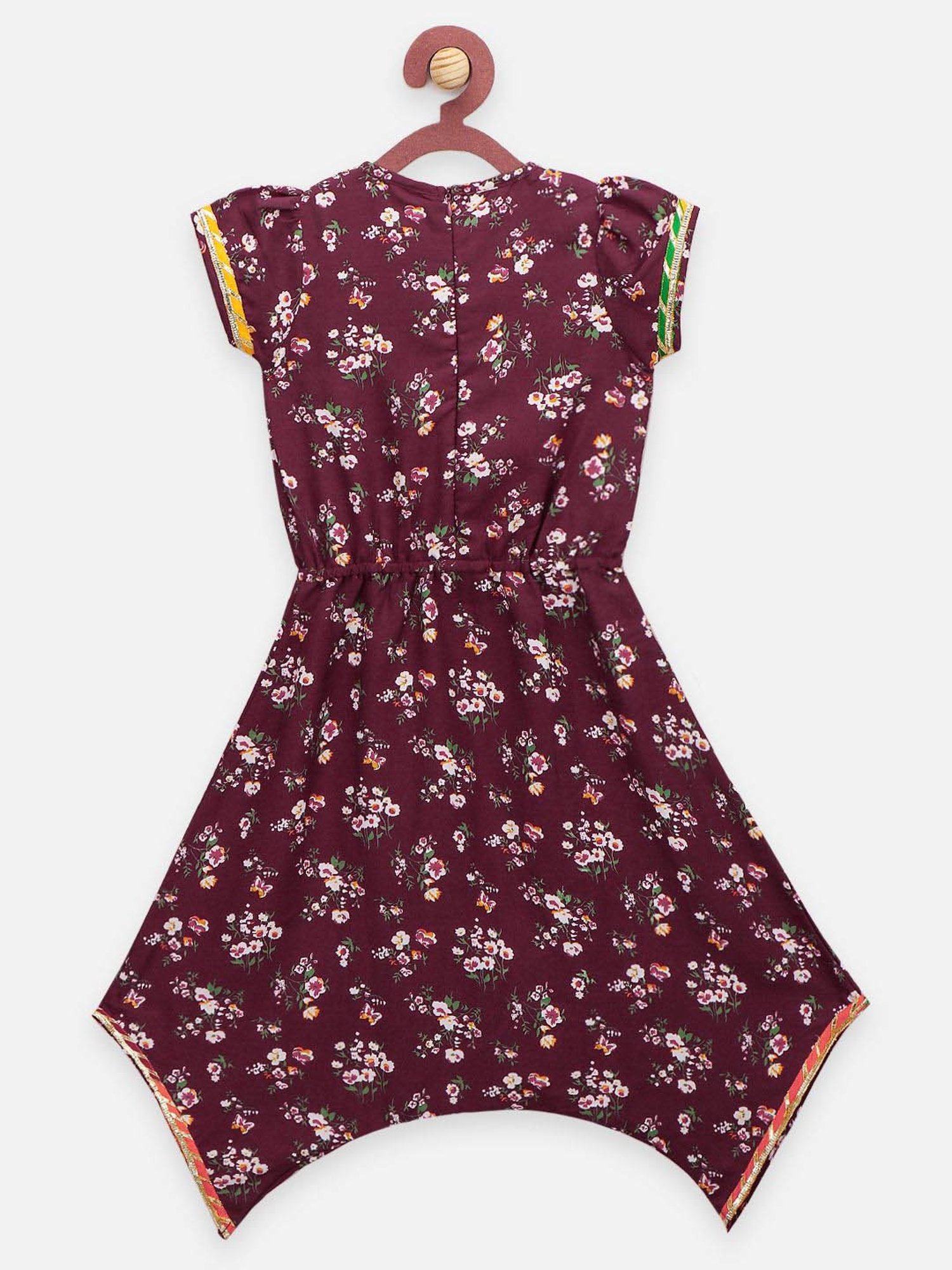 LilPicks Kids Maroon Floral Print Jumpsuit