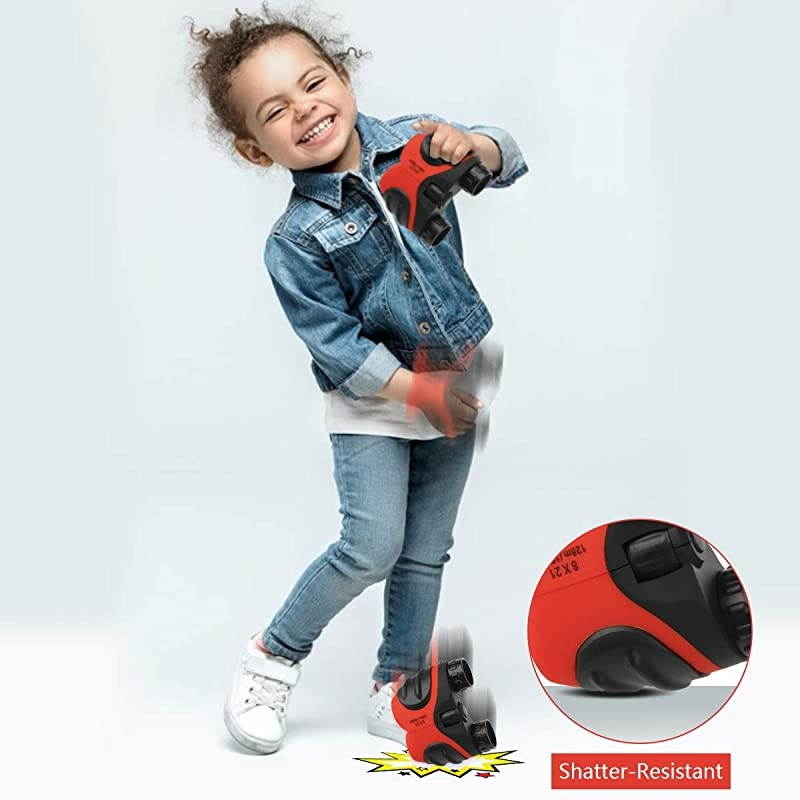 for 3-11 Year Old Girls, Compact Binocular for Kids Outdoor Toys for 4-8 Year Old Girls Birthday for Girls Age 5-10 red 8x21