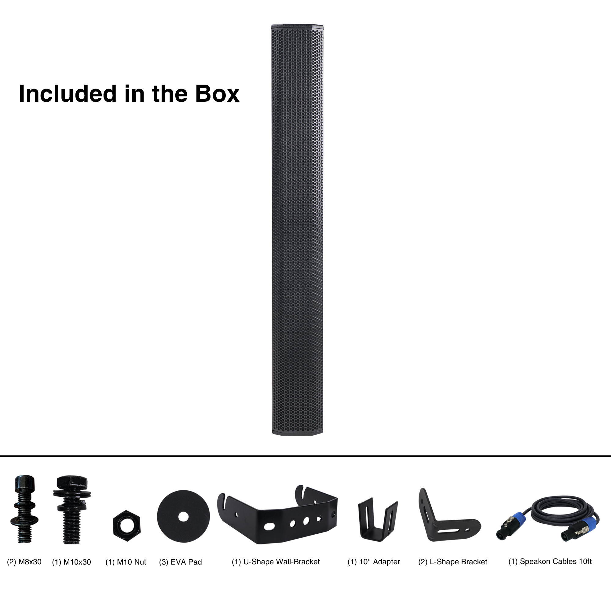 Sound Town Passive Wall-Mount Column Mini Line Array Speaker with 8 x 5&rdquo; Woofers, Black for Live Event, Church, Conference, Lounge (CARPO-V10B)