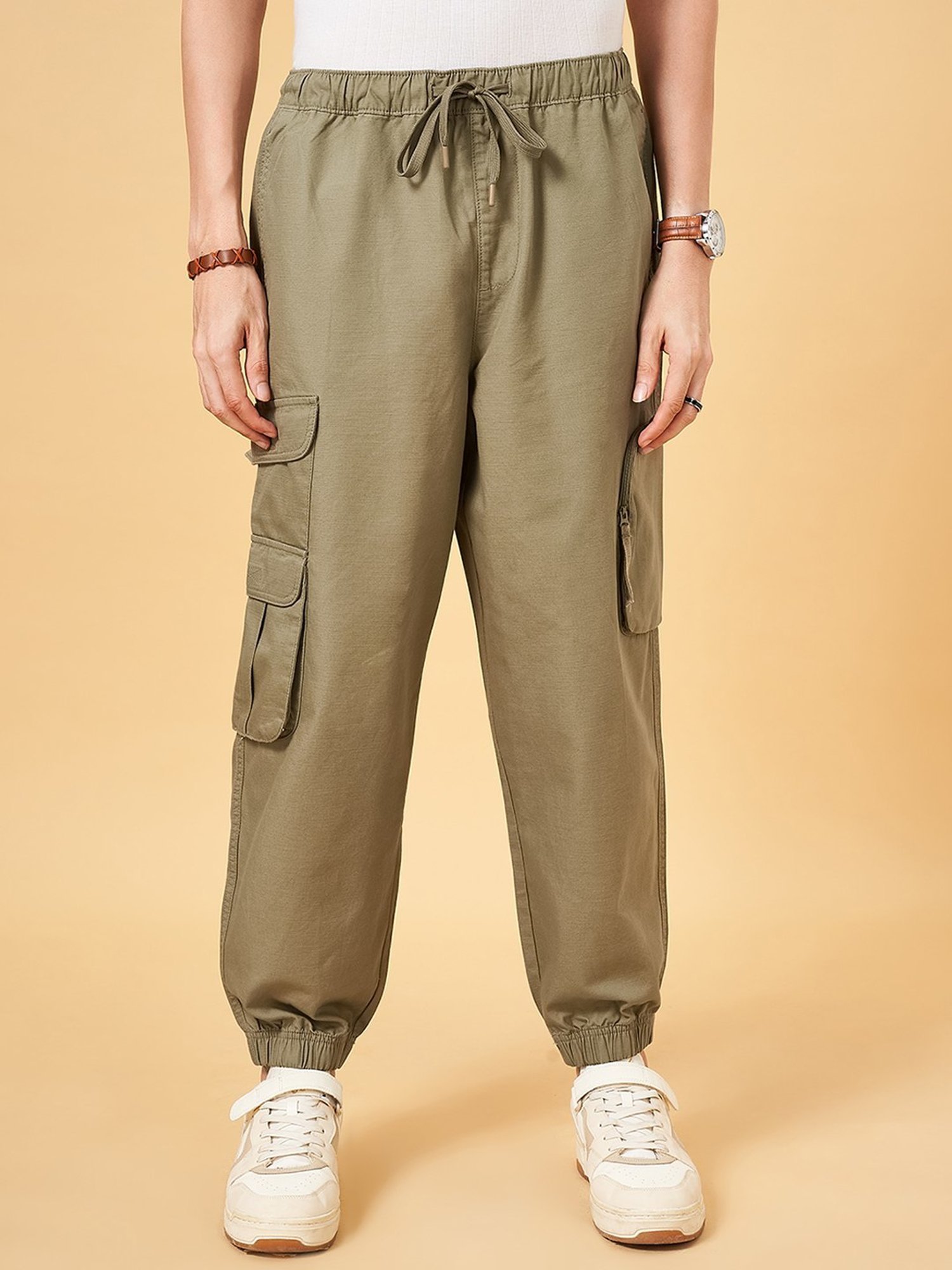 Urban Ranger By Pantaloons Bluish Olive Loose Fit Joggers