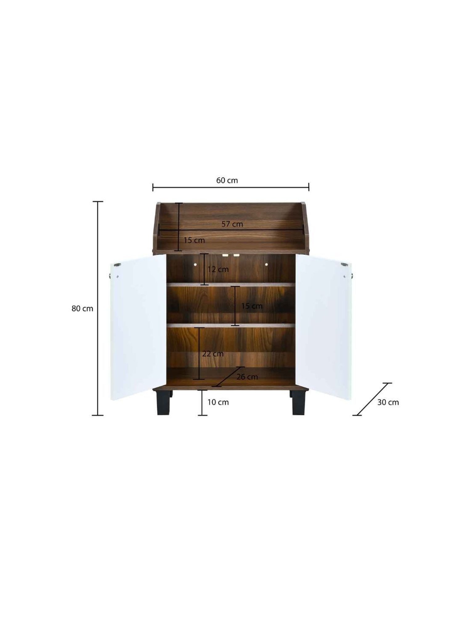 @home Aze Walnut Brown & White Engineered Wood Shoe Cabinet