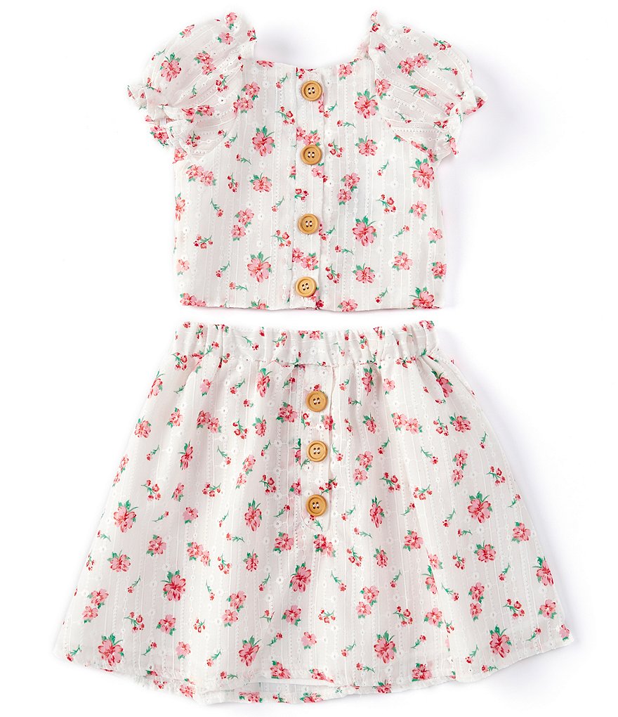 Ally B Big Girls 7-16 Flutter-Sleeve Dotted Top & Shorts Set