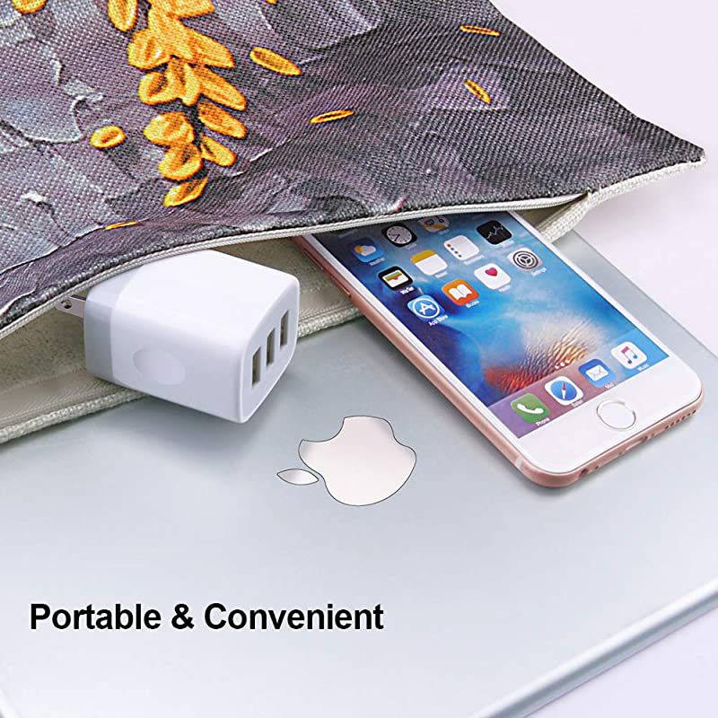 Wall Charger 3 Port Charger 5V 31A 2PC MultiPort Travel Wall Plug Cube Compatible with iPhone X 8 7 Plus Samsung Note 9 S9 S8 Note 8 LG V35 THINQ Q7 G7 Huawei Moto Nokia and More