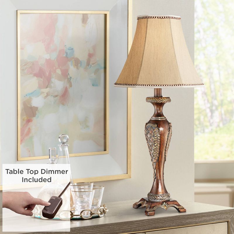 Regency Hill Hanna Bronze Candlestick Table Lamp with Table Top Dimmer