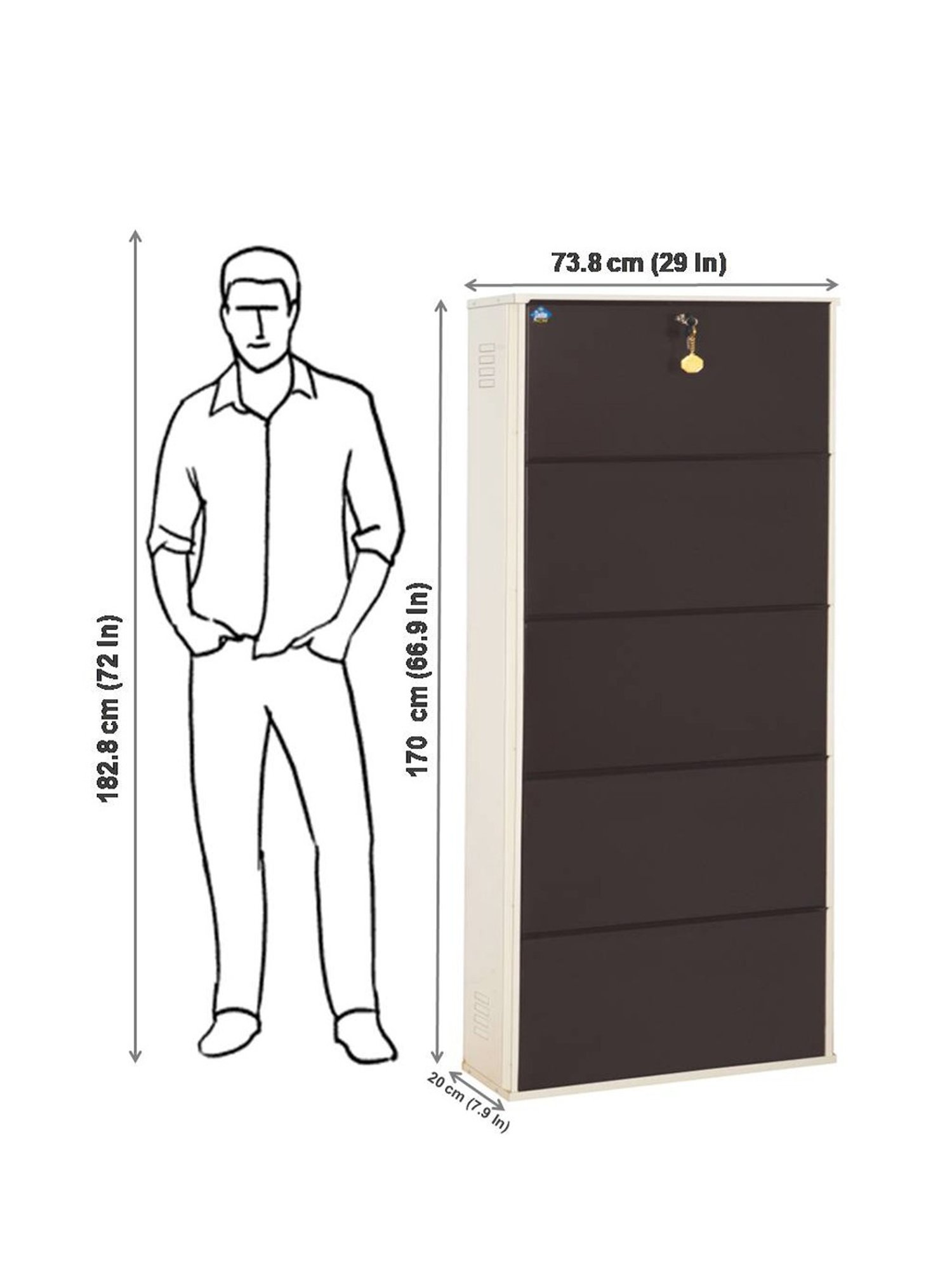 Delite Kom Metal Shoe Rack - 29" 10 Shelf, Double Decker, Ivory Coffee, PowderCoat, Wall Mount, DIY