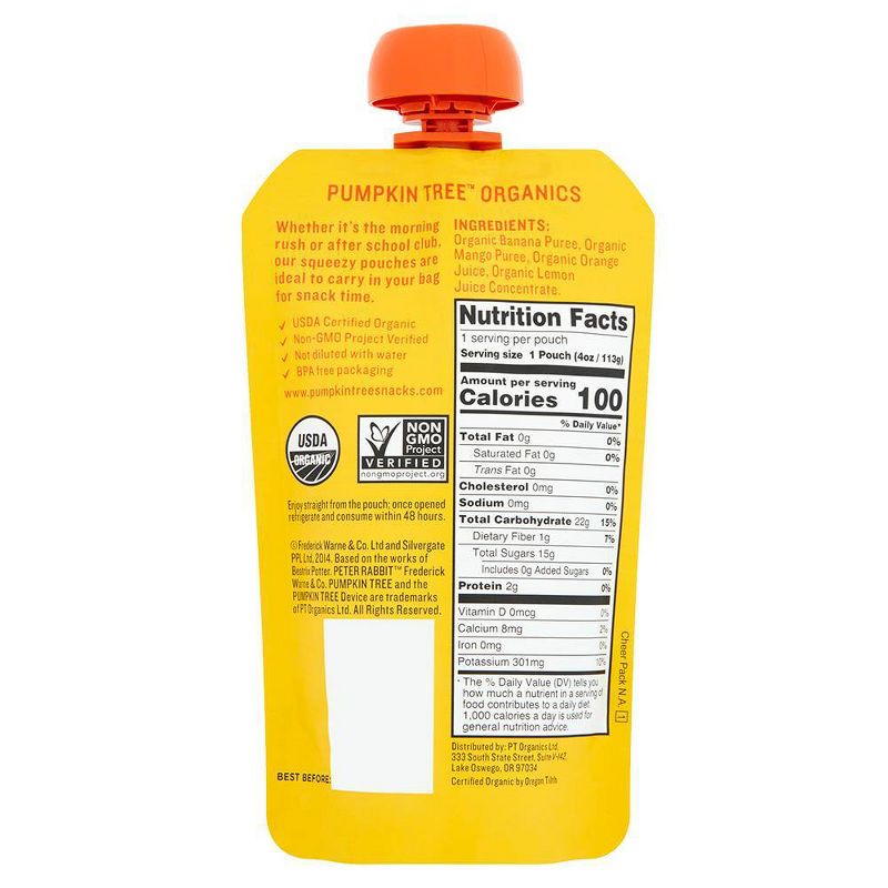 Peter Rabbit Organics Banana Mango & Orange Baby Food Pouch - 4oz