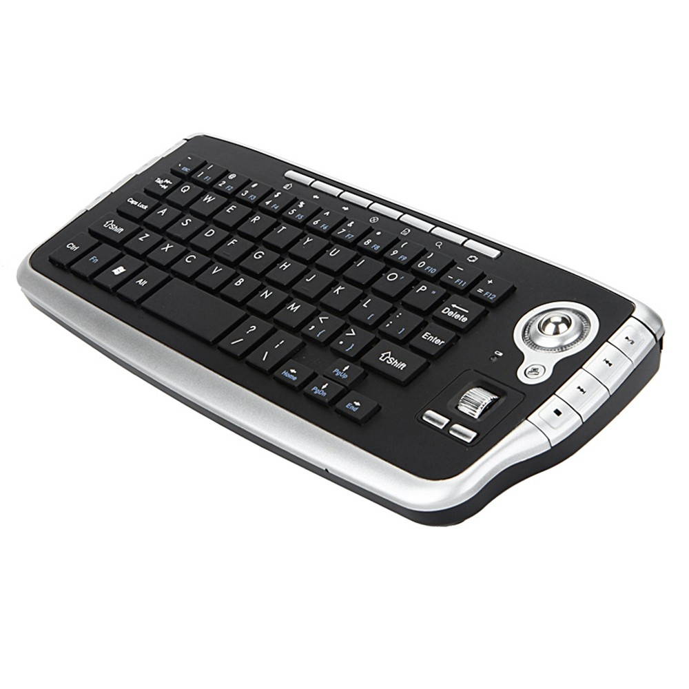 E30 2.4GHz Wireless QWERTY Keyboard with Trackball Mouse Silver