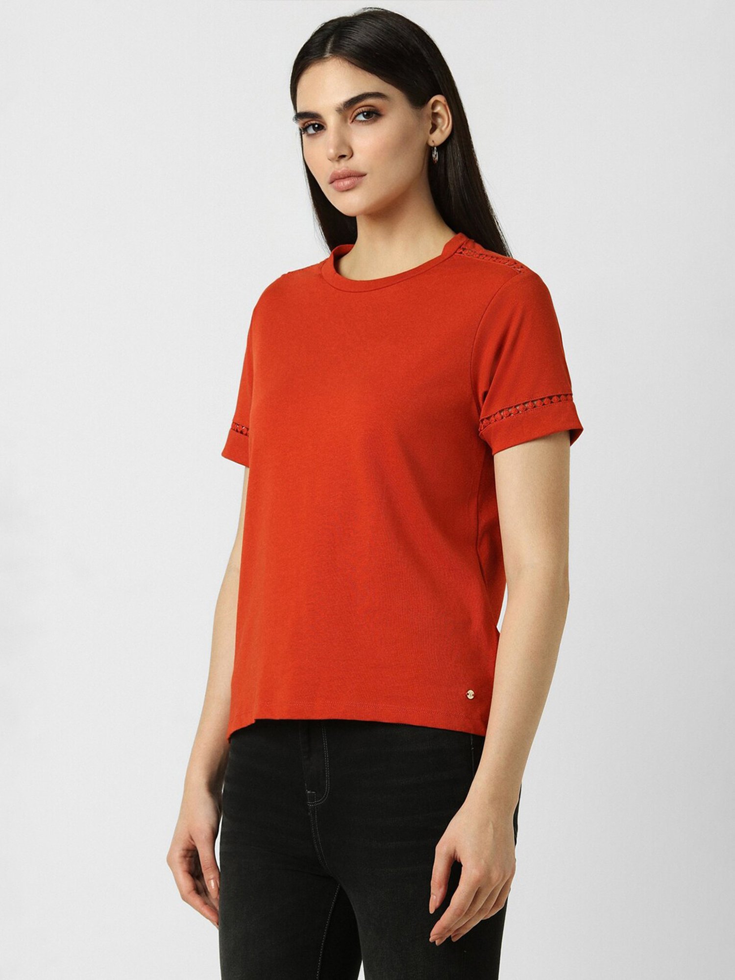 Van Heusen Red Cotton Regular Fit Top