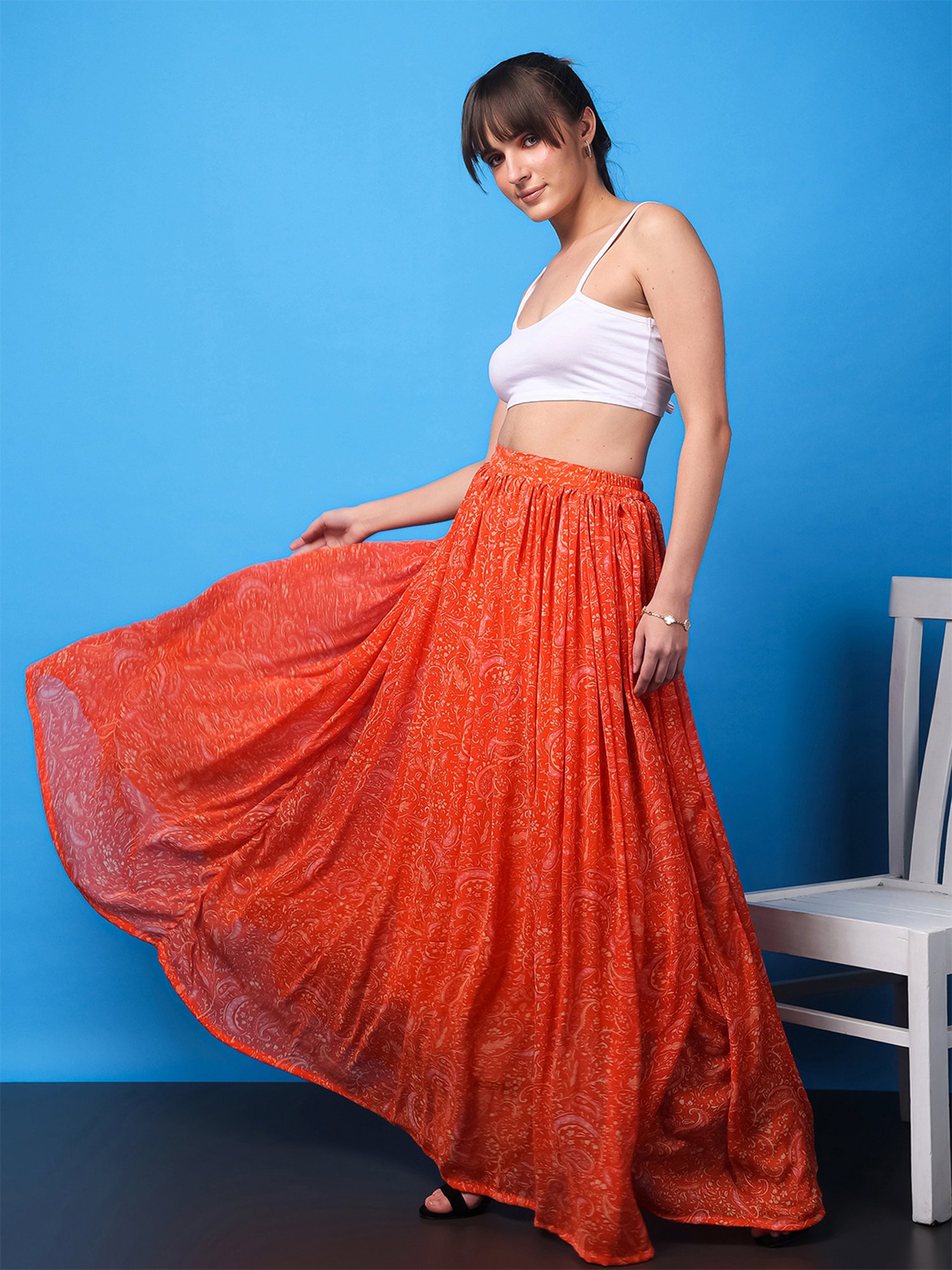 Scorpius Orange Printed Skirt