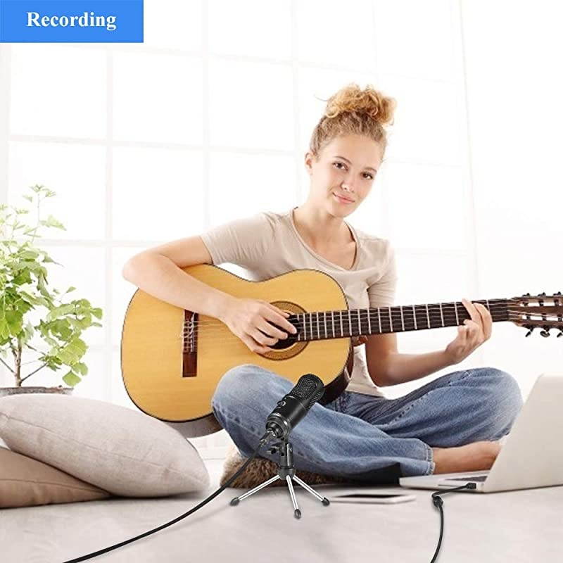 USB Microphone for Computer PC Condenser Recording Microphone with Laptop Desktop Windows MacProfessional Plug Play Mic Kit for Streaming Podcasting Gaming YouTube Skype Zoom Twitch