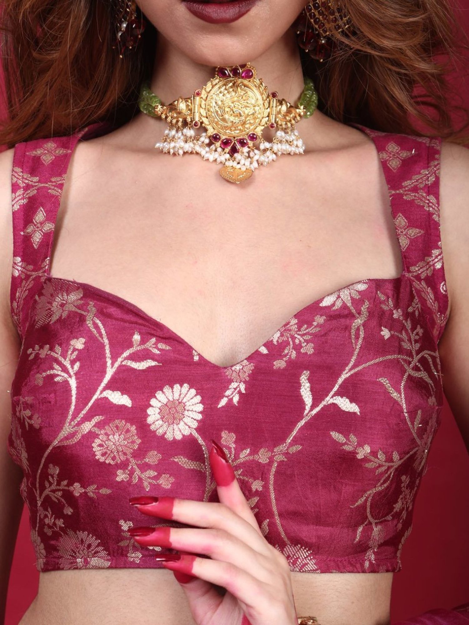 Monk and Mei Kora Kashi Plum Purple Leela-Brocade Lehenga Set