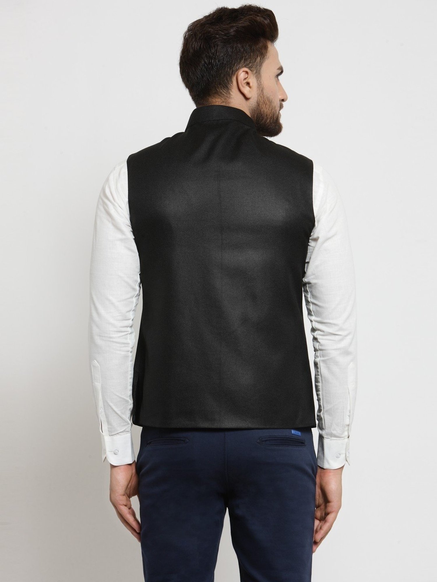 Treemoda Black Regular Fit Nehru Jacket