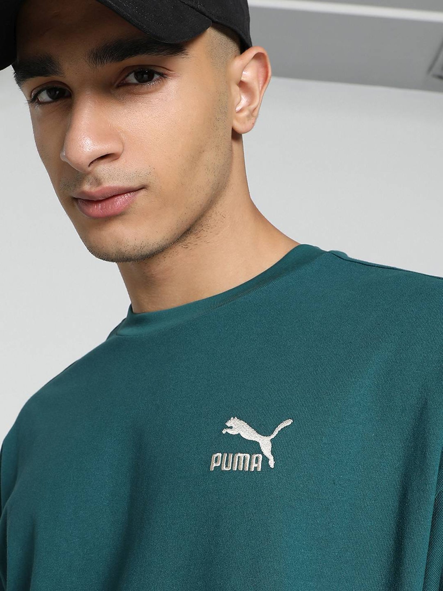 Puma Green Cotton Relaxed Fit Unisex T-Shirt
