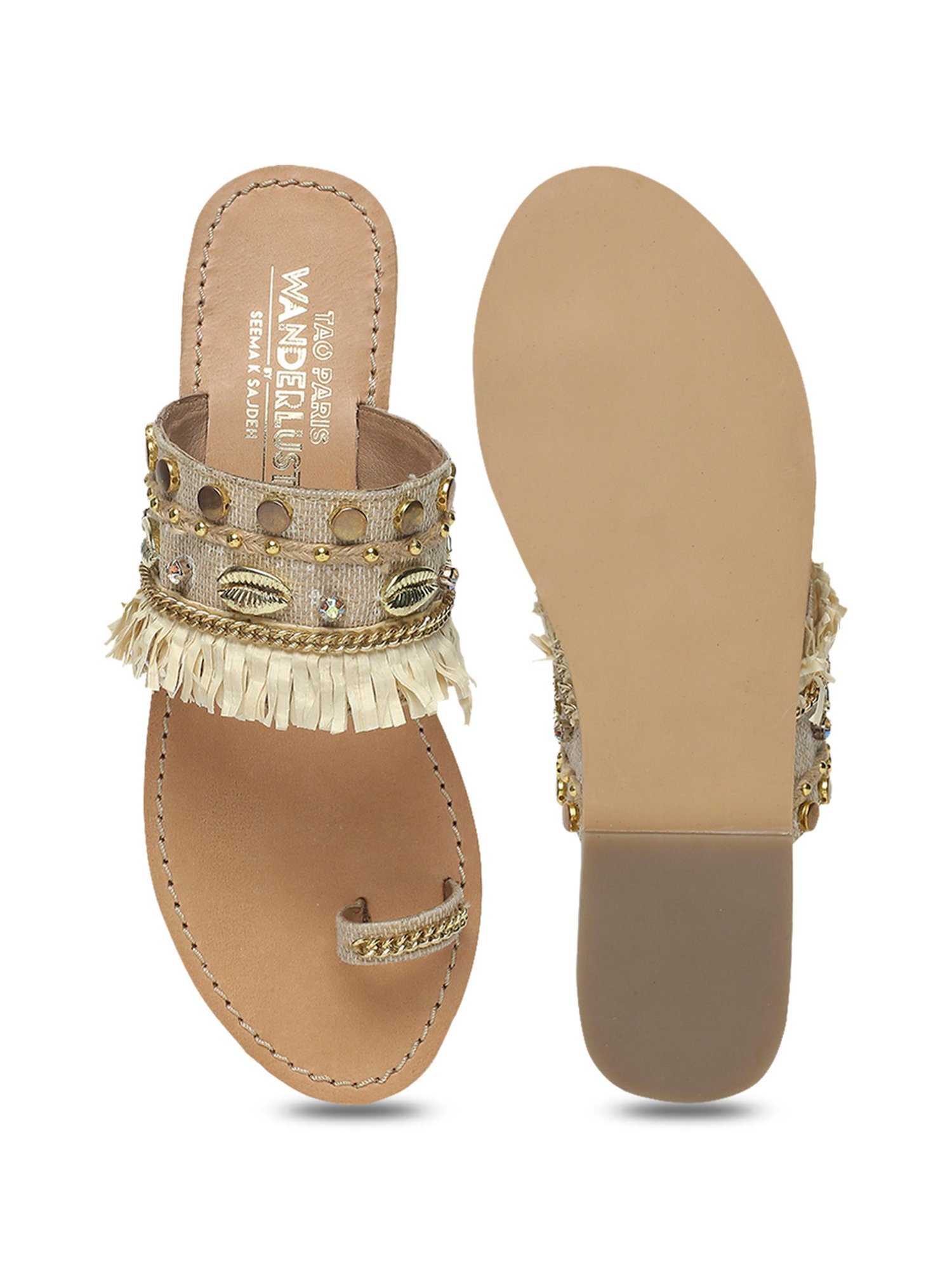 Tao Paris Women's Cairo Beige Toe Ring Sandals