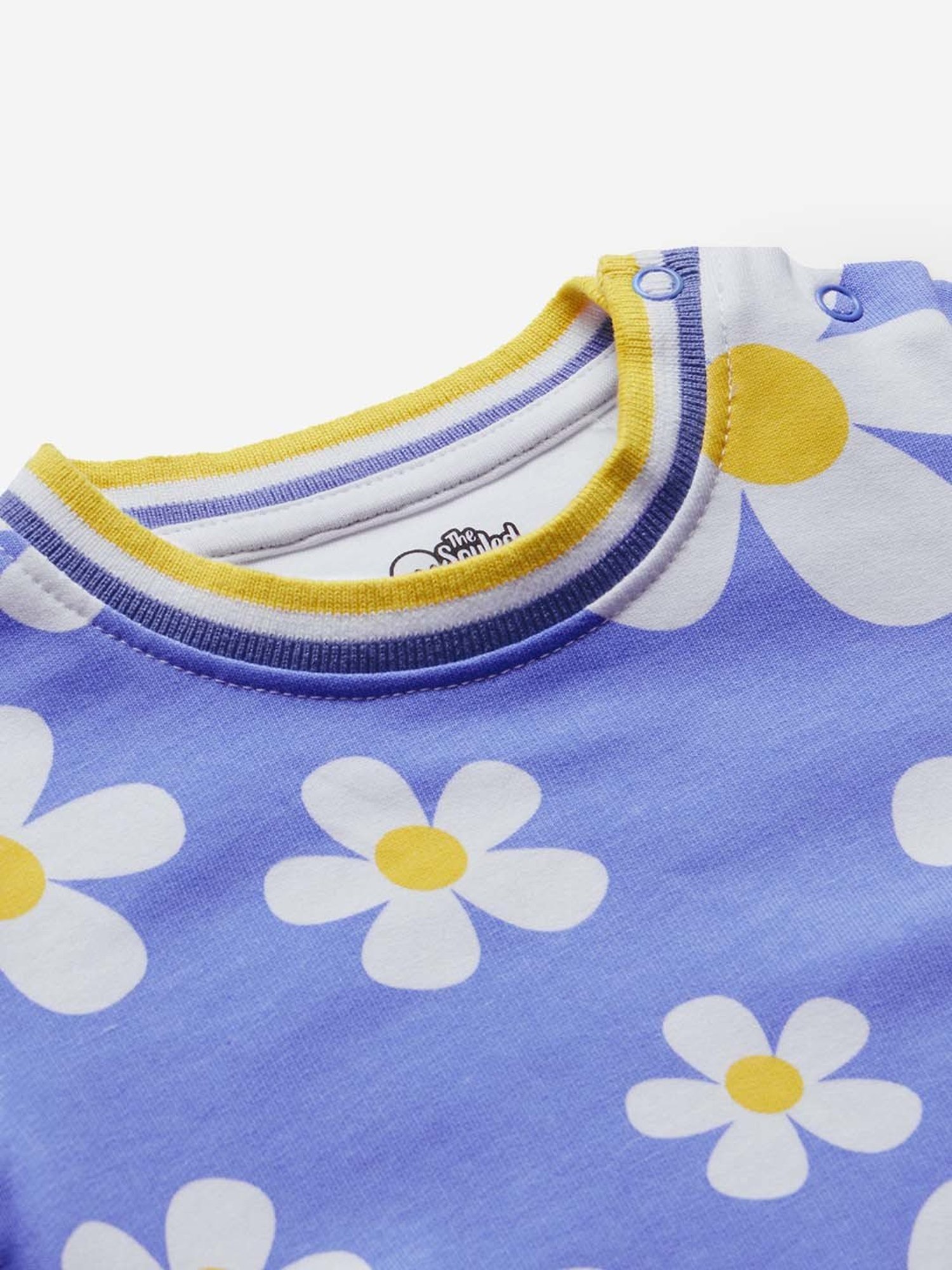 The Souled Store Kids Blue & White Cotton Floral Print Full Sleeves Sweatshirt