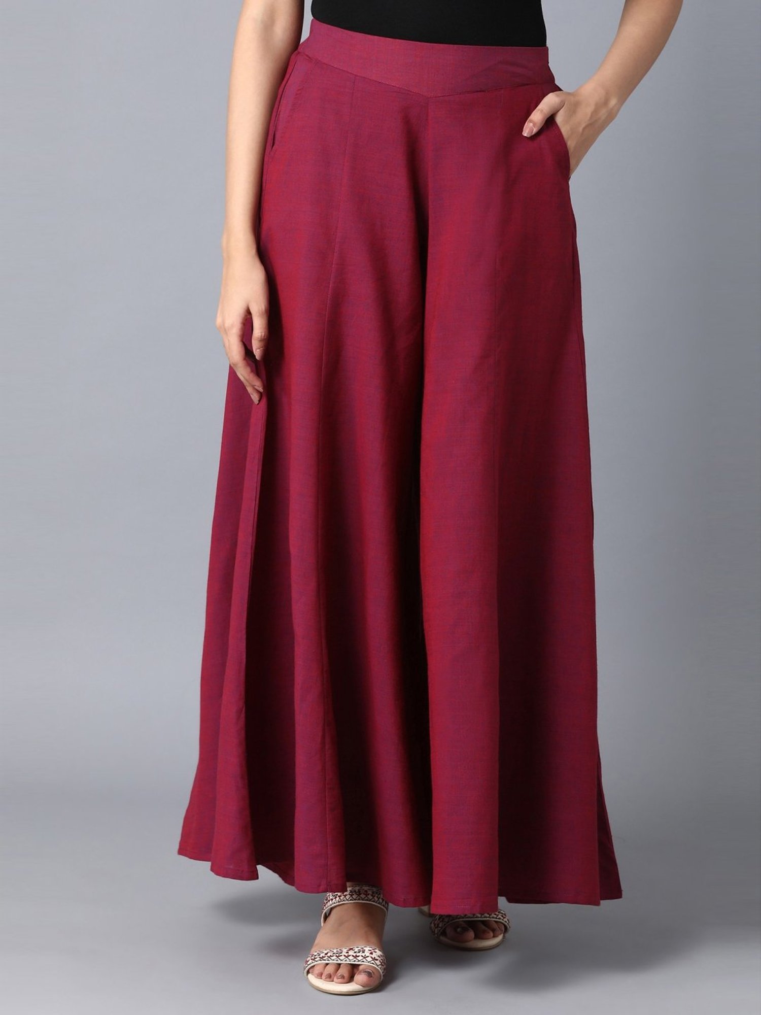 Elleven Purple Cotton Palazzos