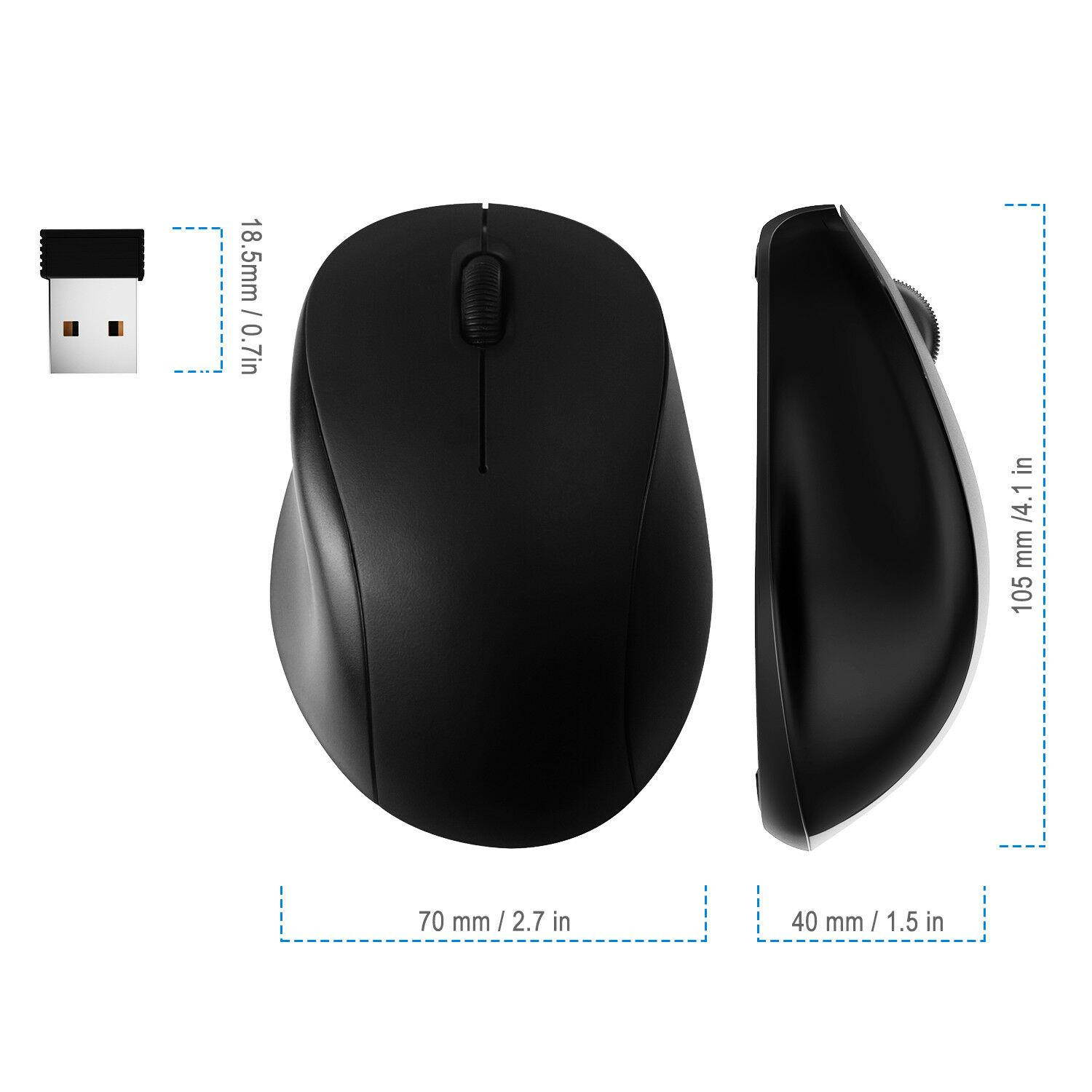 JETech Wireless Mobile Optical Mouse 2.4Ghz for PC Mac Android OS Tablet