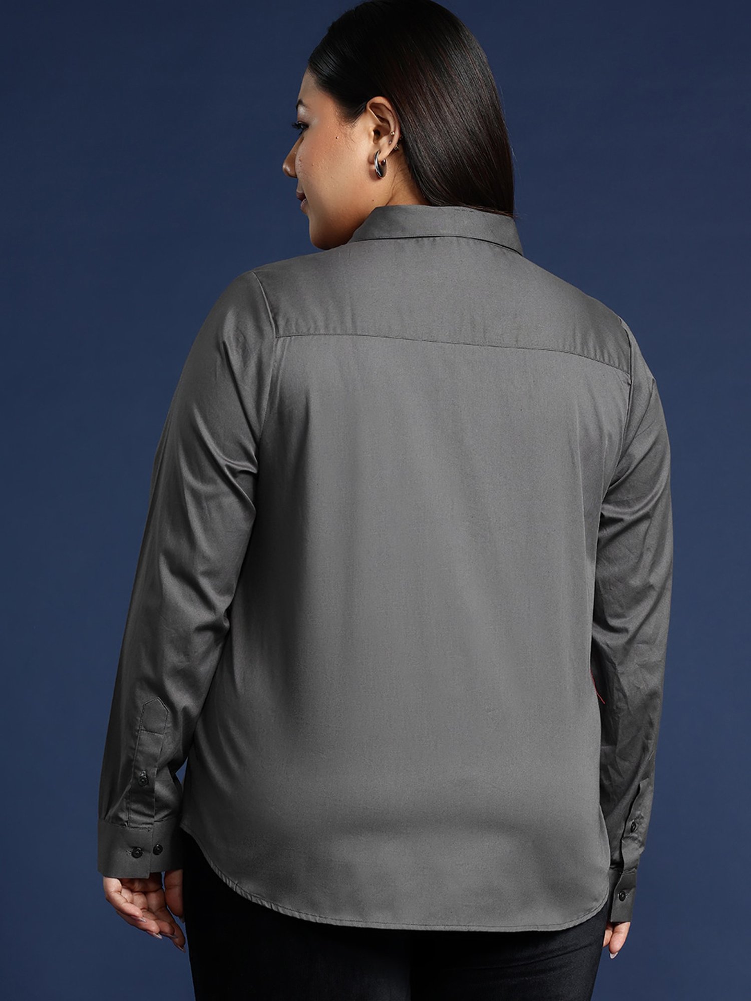 Hancock Grey Cotton Regular Fit Shirt