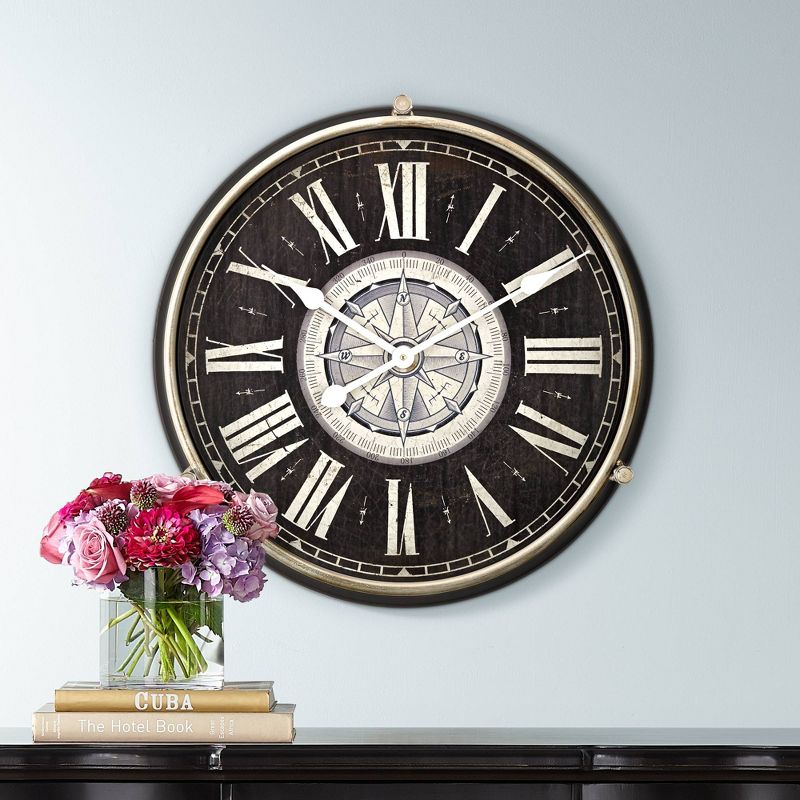 River Parks Studio Carson Glossy Black 21 1/4" High Round Metal Wall Clock