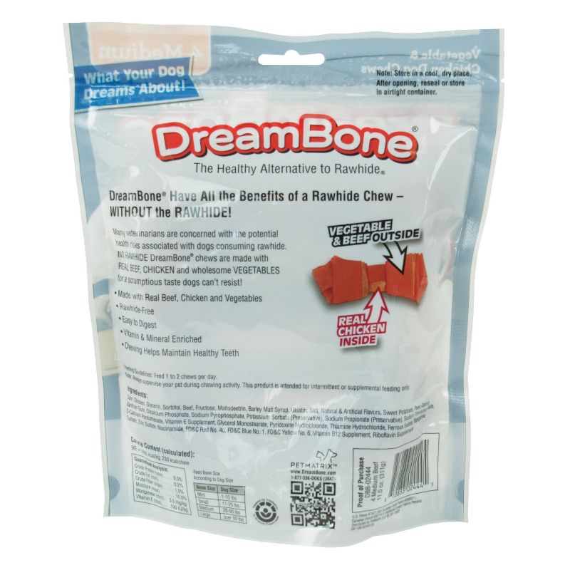 DreamBone Beef Medium Bones Dry Dog Treats - 4ct