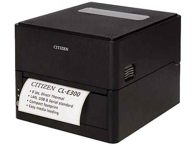 Citizen CL-E300XUBNNA CL-E300 Series Compact LAN-as-standard Direct Thermal Barcode and Label Printer &ndash; USB/LAN/Serial &ndash; Black