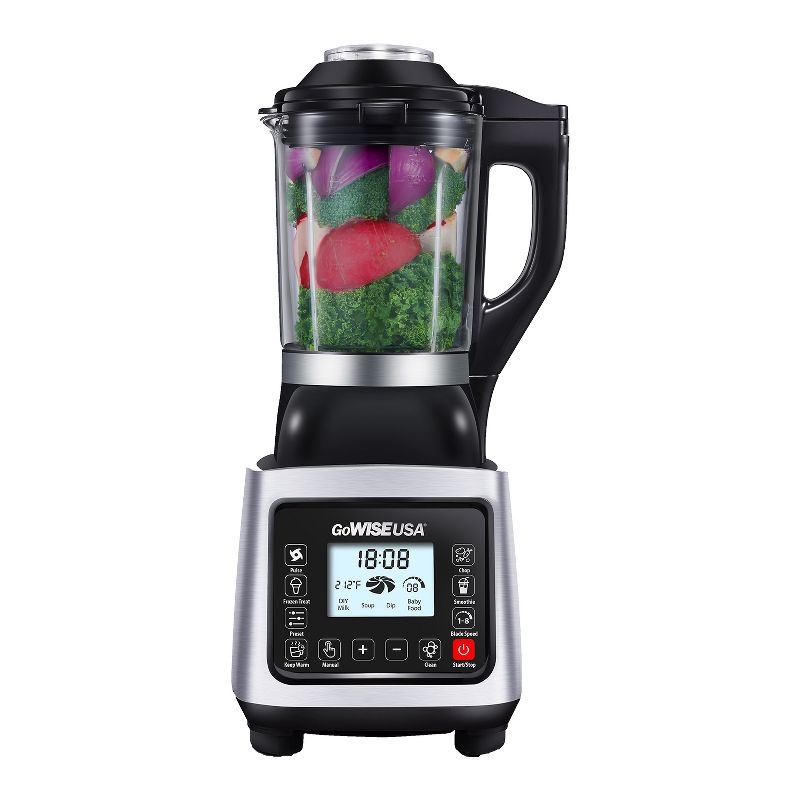 GoWISE GW22501 Premier High Performance Heating Blender with 6 Blending Presets and Recipe Book, Black