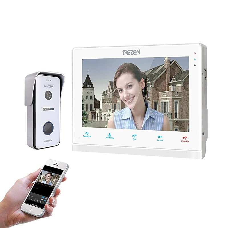 10 Inch Wireless/Wired WiFi IP Video Doorphone Intercom Doorbell Entry System with 1x720P AHD Wired Camera Night Vision,Remote Unlocking,Talking,Recording,Snapshot