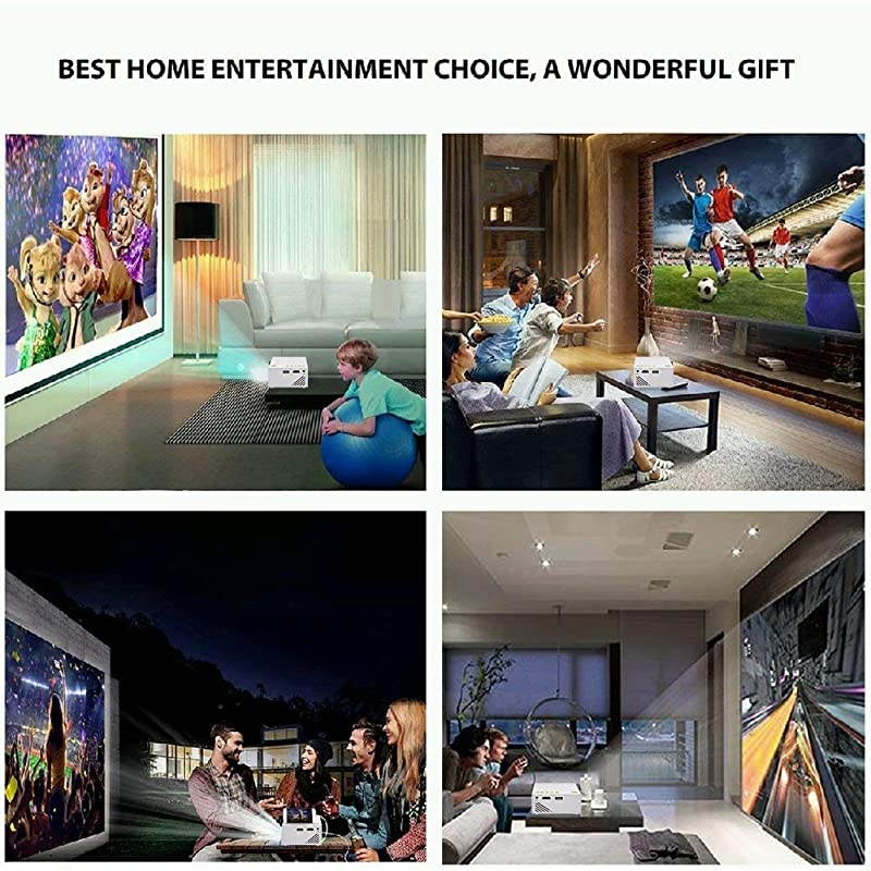 Mini Projector Portable 1080P LED Projector for iPhone Android Smartphone HDMI Devices Home Cinema Theater Great Gift Pocket Video Projector for Party Game and Outside Camping