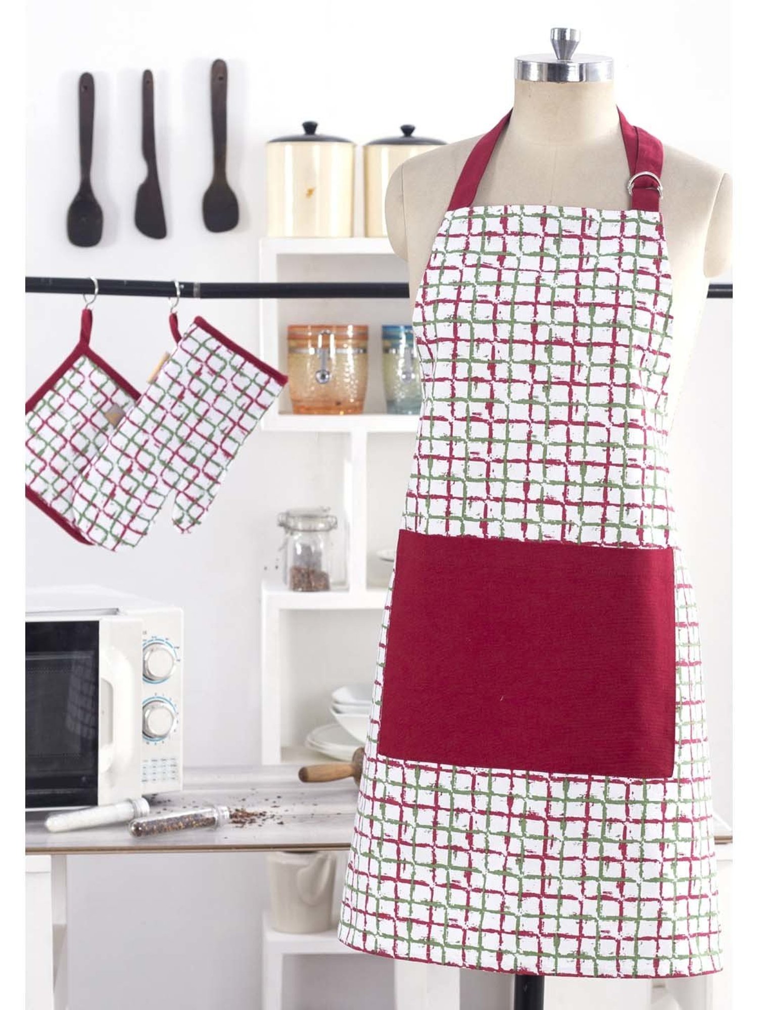 Maspar Red & Green 100% Cotton 225 GSM Apron - Single Piece