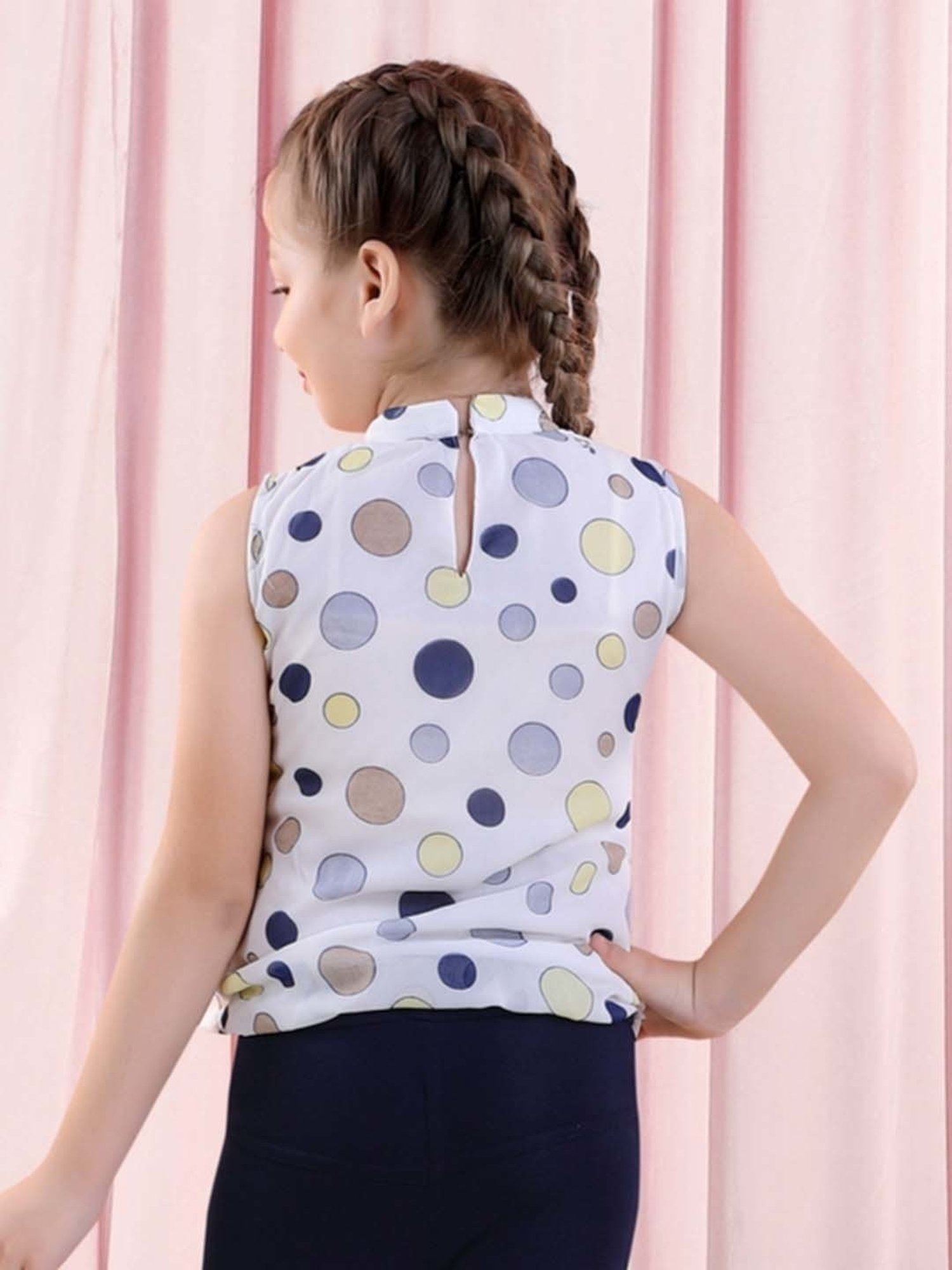 poplins Kids Yellow & Blue Cotton Printed Top