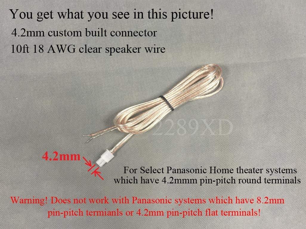 10ft Speaker Wire/Cable / Cord for Select Panasonic Home Theater System or Sound Bar; 18 AWG Wire; 4.2mm Connector (Plug);