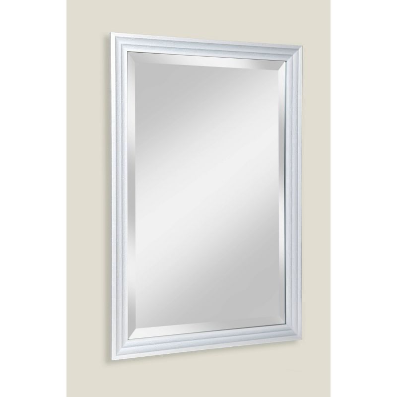 24" X 36" Meadow Framed Beveled Glass Wall Mirror Whitewash - Alpine Art & Mirror