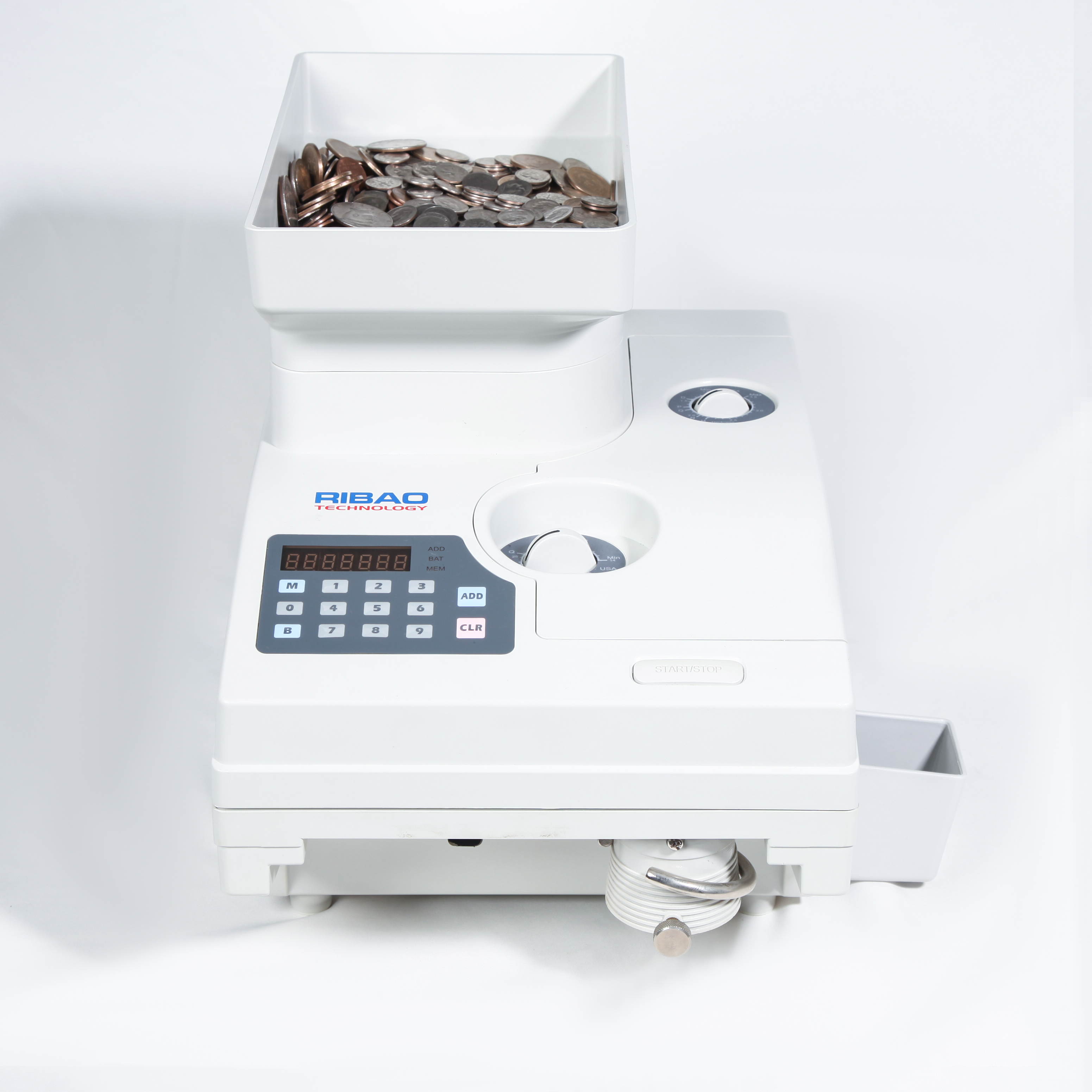Ribao HCS-3300 High Speed Coin Counter, Heavy Duty Bank Grade Coin Sorter with Large Hopper, Two-Year Warranty