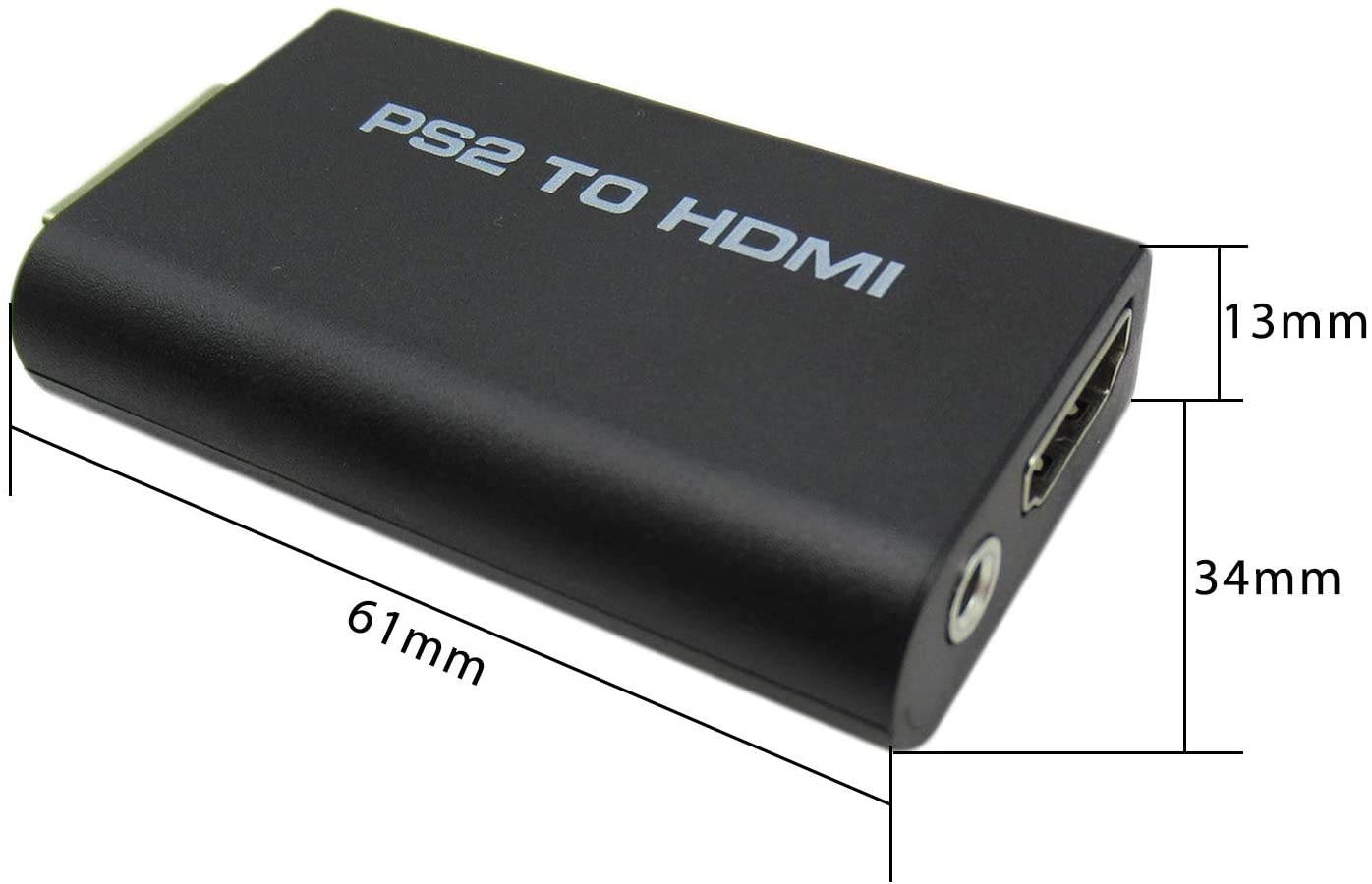 Xspeedonline PS2 to HDMI Converter Adapter Video Converter PS2 to HDMI Converter with 3.5mm Audio Output for HDTV HDMI Monitor Supports All PS2 Display Modes