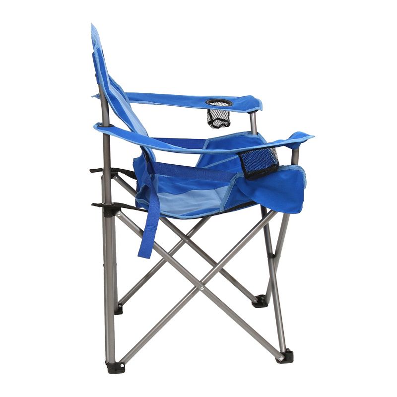 Kamp-Rite KAMPCC016 Outdoor Camping Folding Chair with Lumbar Support & Cupholders, 2 Tone Blue