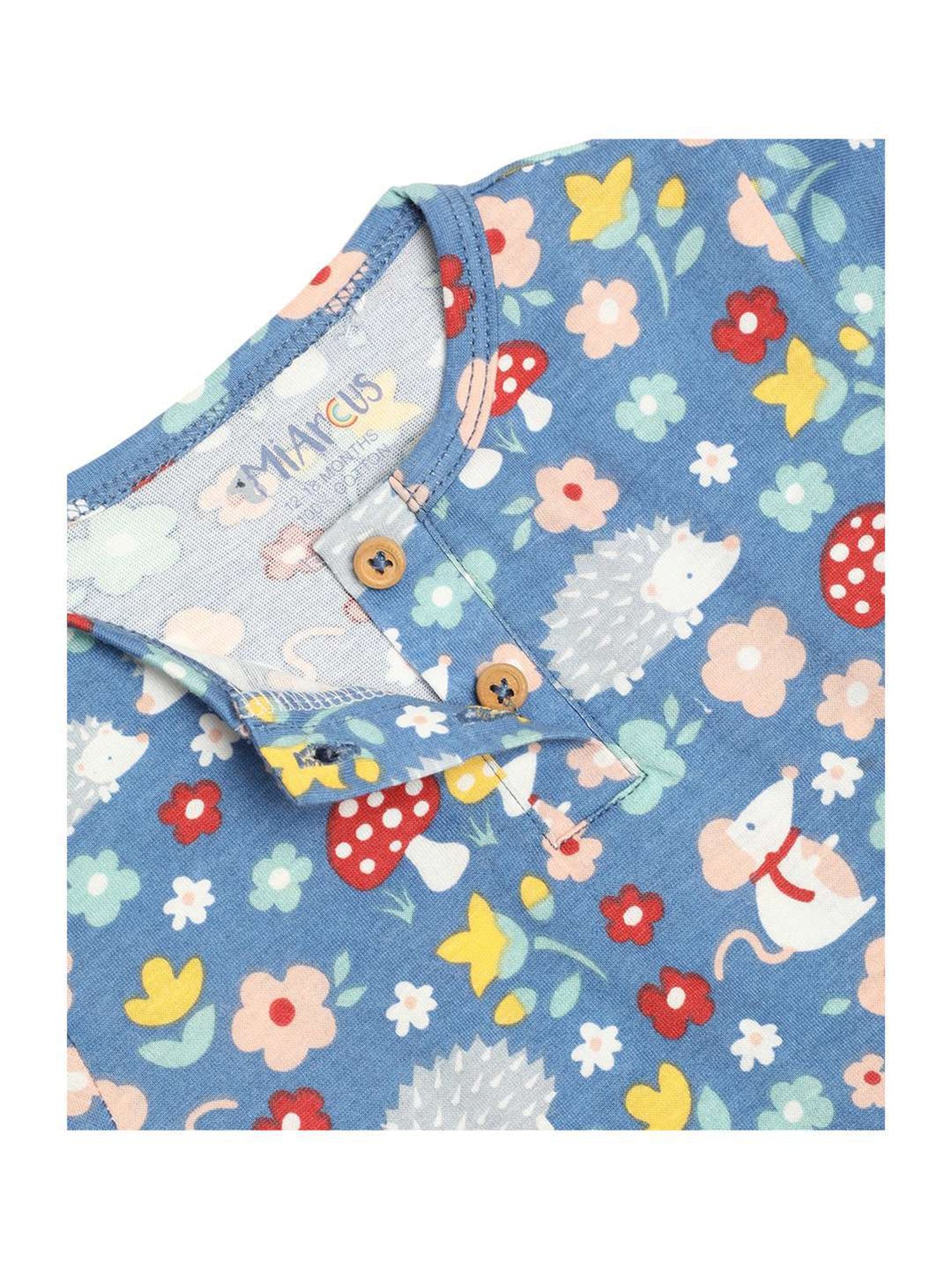 MiArcus Kids Blue Cotton Floral Print Dress with Headband