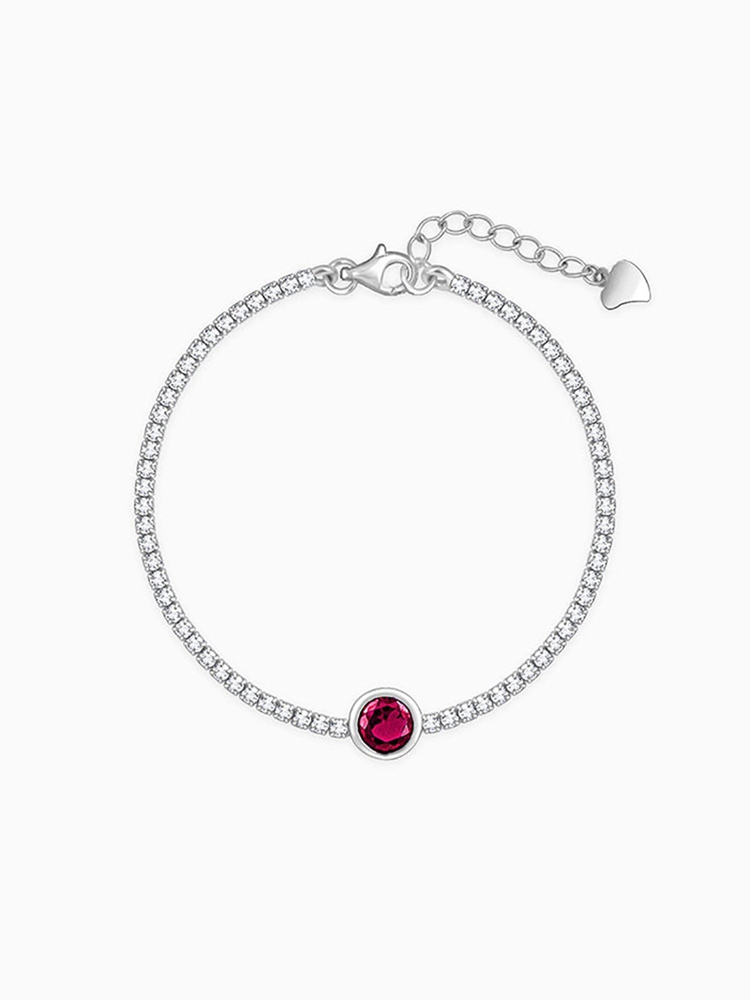 GIVA 92.5 Sterling Silver Circle of Red Adjustable Bracelet