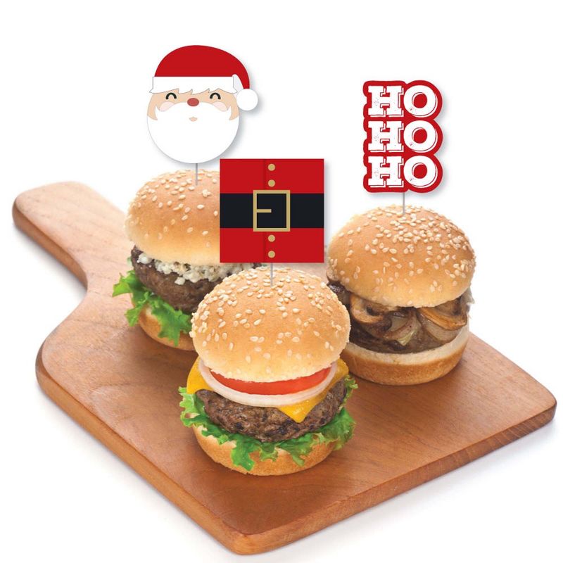 Big Dot of Happiness Jolly Santa Claus - Dessert Cupcake Toppers - Christmas Party Clear Treat Picks - Set of 24