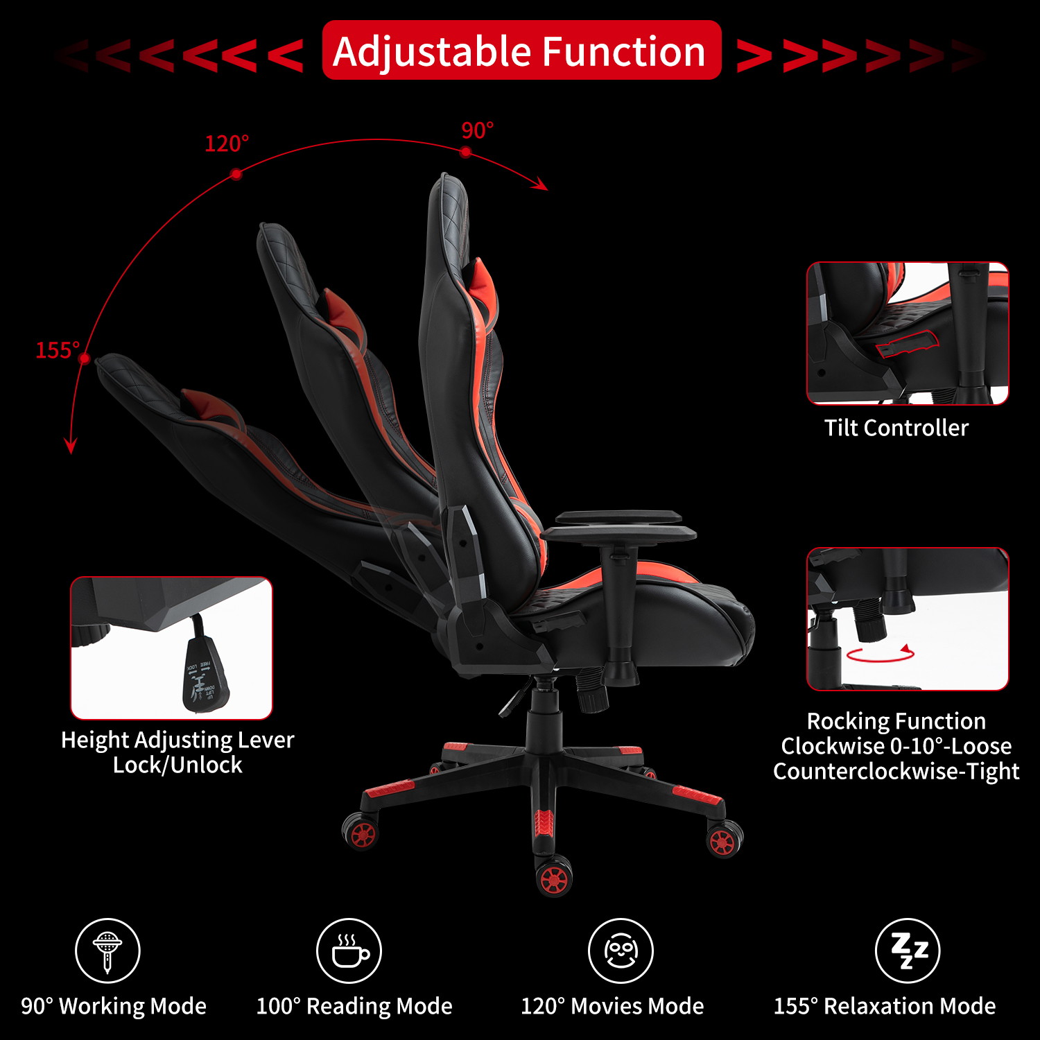 AMINITURE Gaming Chairs High Back Ergonomic Office Chair Racing Video Game Chair with Adjustable Armrests Headrest and Lumbar Pillow E-Sports Chair