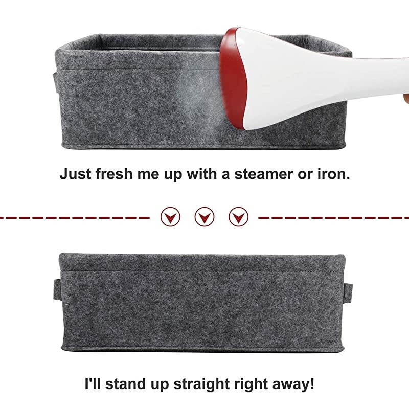 Storage Basket Shlef Low Storage Bin Rectangle Felt Fabric Baskets Storage Bins Organizer for Underwear Socks Bra Towel Toiletry Baby Products Storage Basket Light Gray