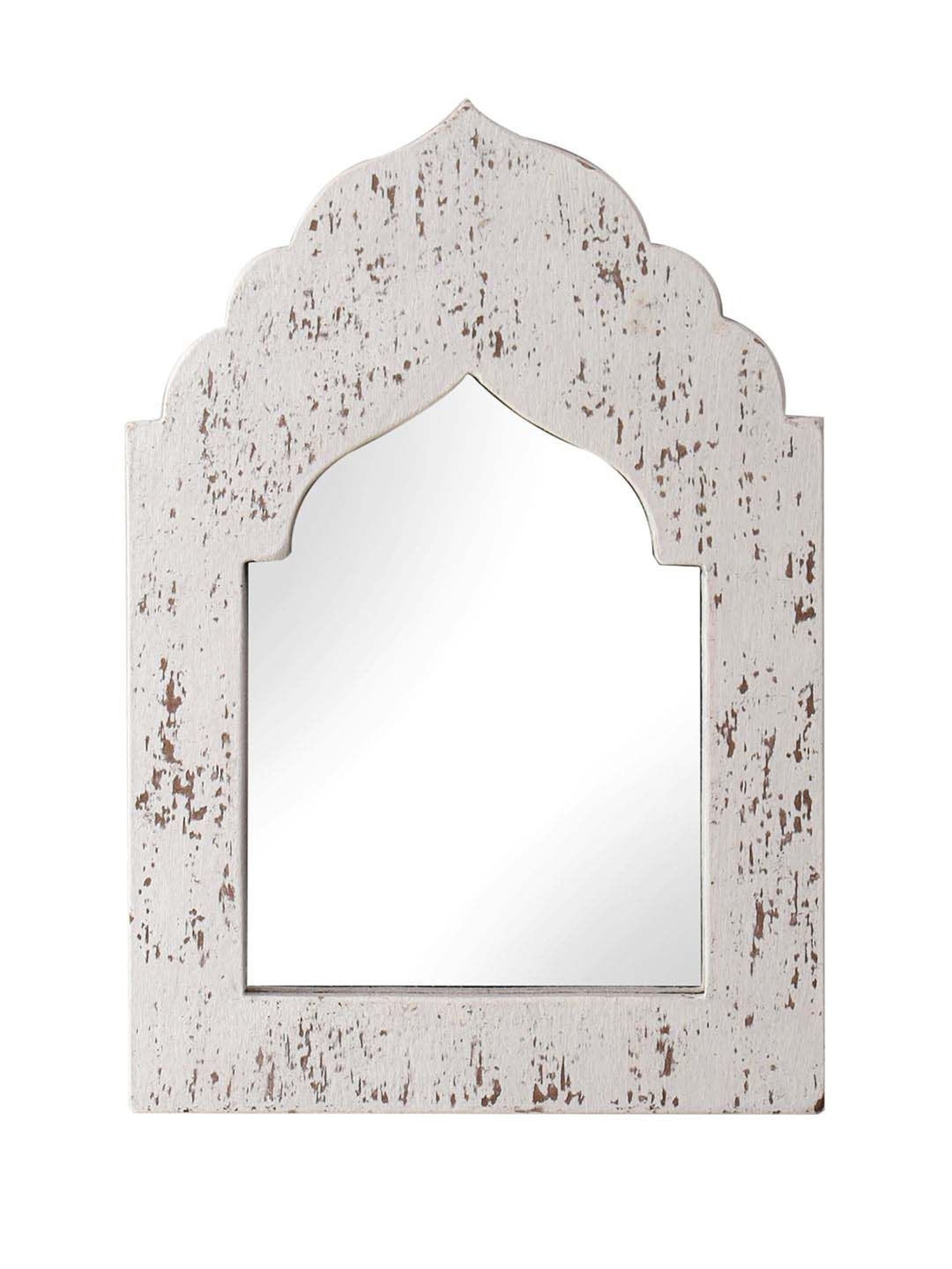 Aapno Rajasthan White Wooden Wall Mirror