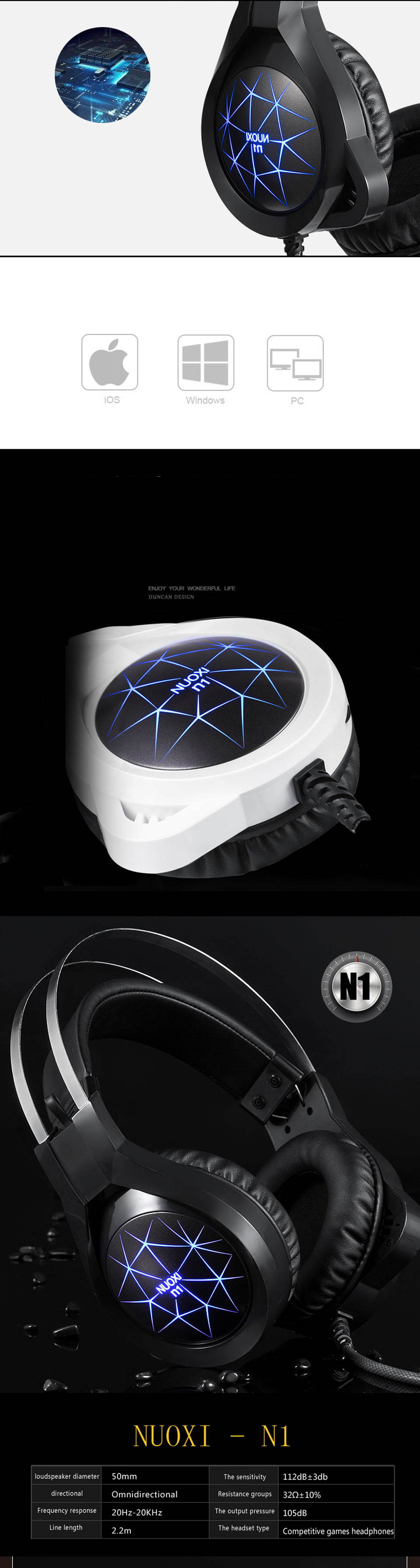 Heavy Bass Light Comfortable Computer Games LED Luminous Headphone with 3.5 mm Jack Earphone Microphones Headset