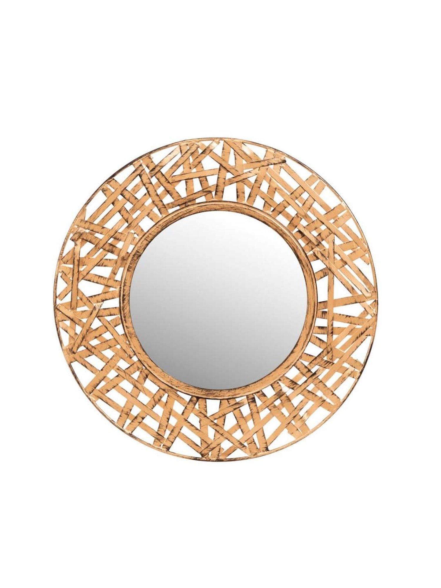 Home4U Gold & Brown Metal Mirror - Set of 1