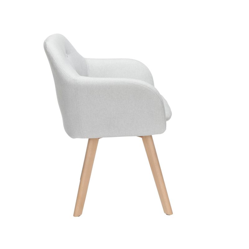 Set of 2 Tufted Fabric Mid-Century Modern Accent Chair with Arms Dining Chair Solid Beechwood Legs Light Gray - OFM