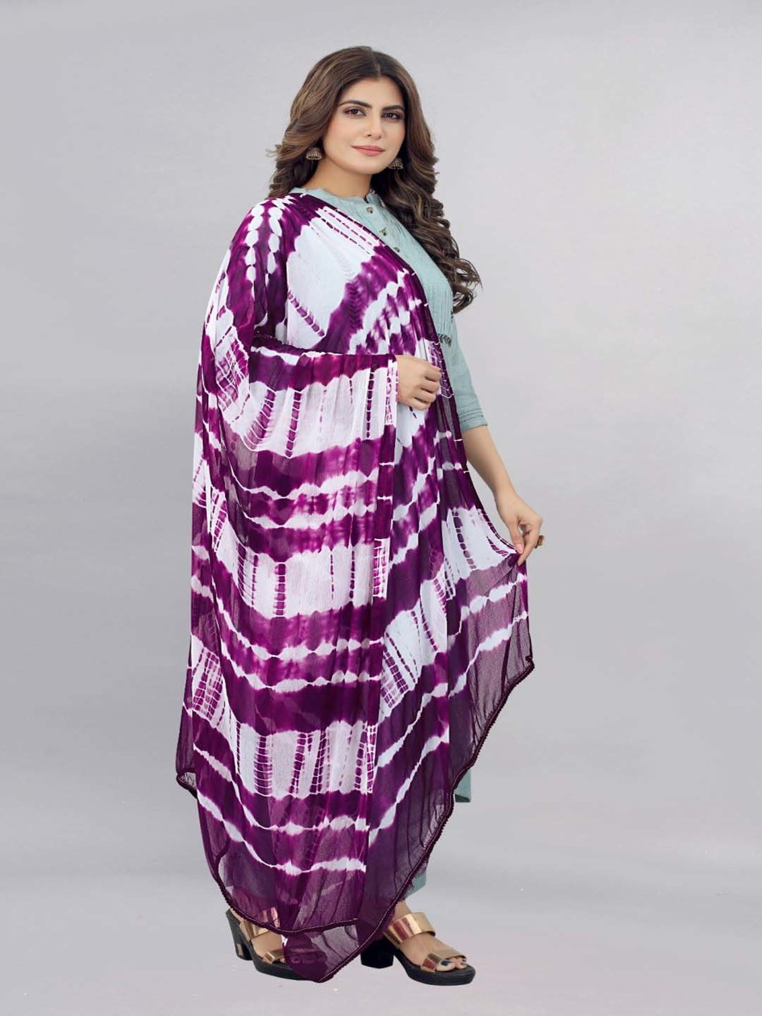 APNISHA Purple Tie & Dye Dupatta