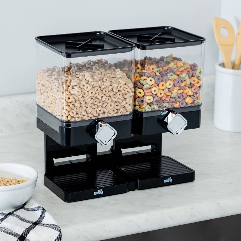 Zevro Compact Edition Dry Food Dispenser Double 17.5 Oz. Canister - Black